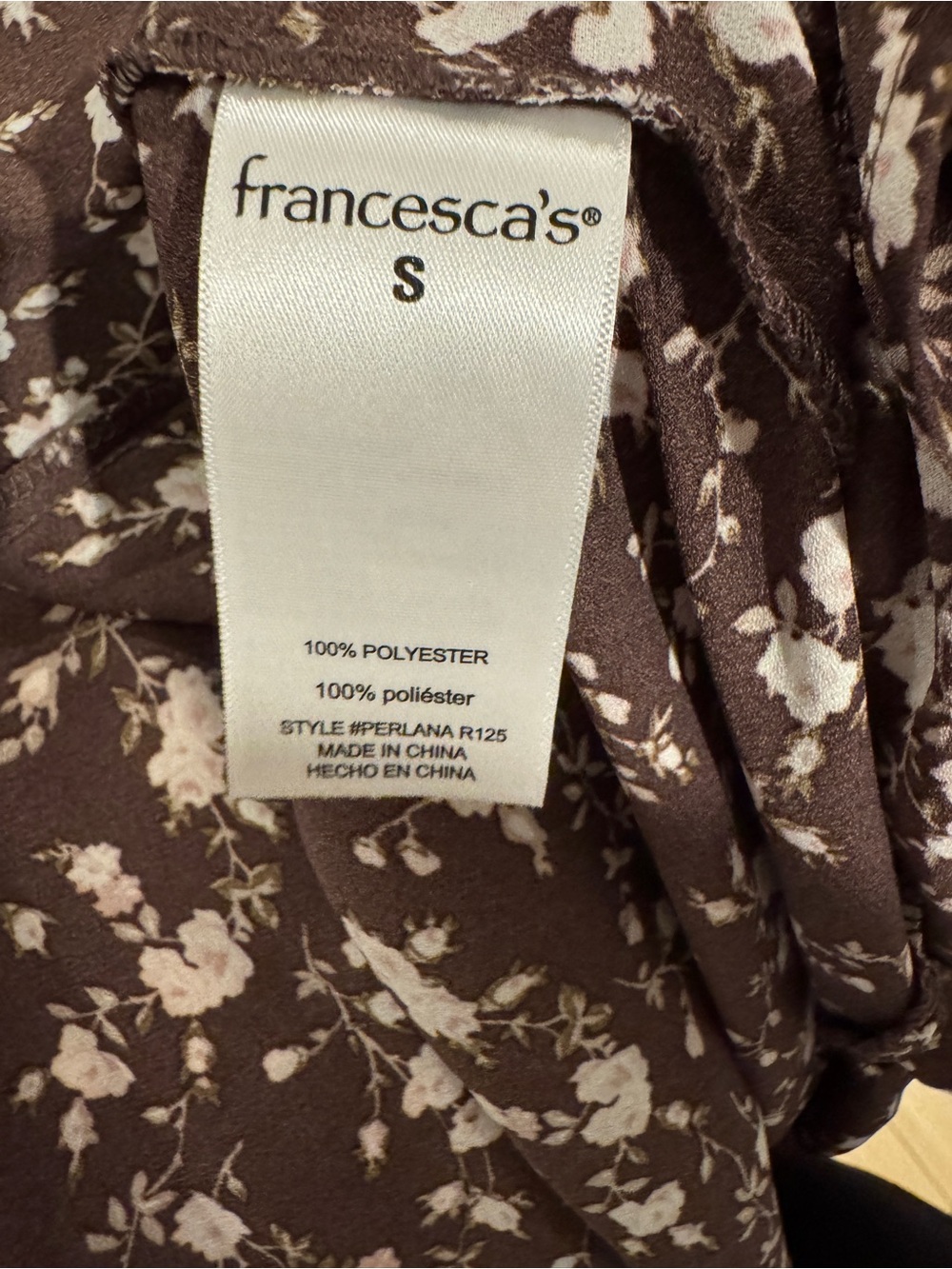 High-Low Smocked Square-Neck Long Sleeve Floral Dress - Brown -Size Small - Picture 5 of 6